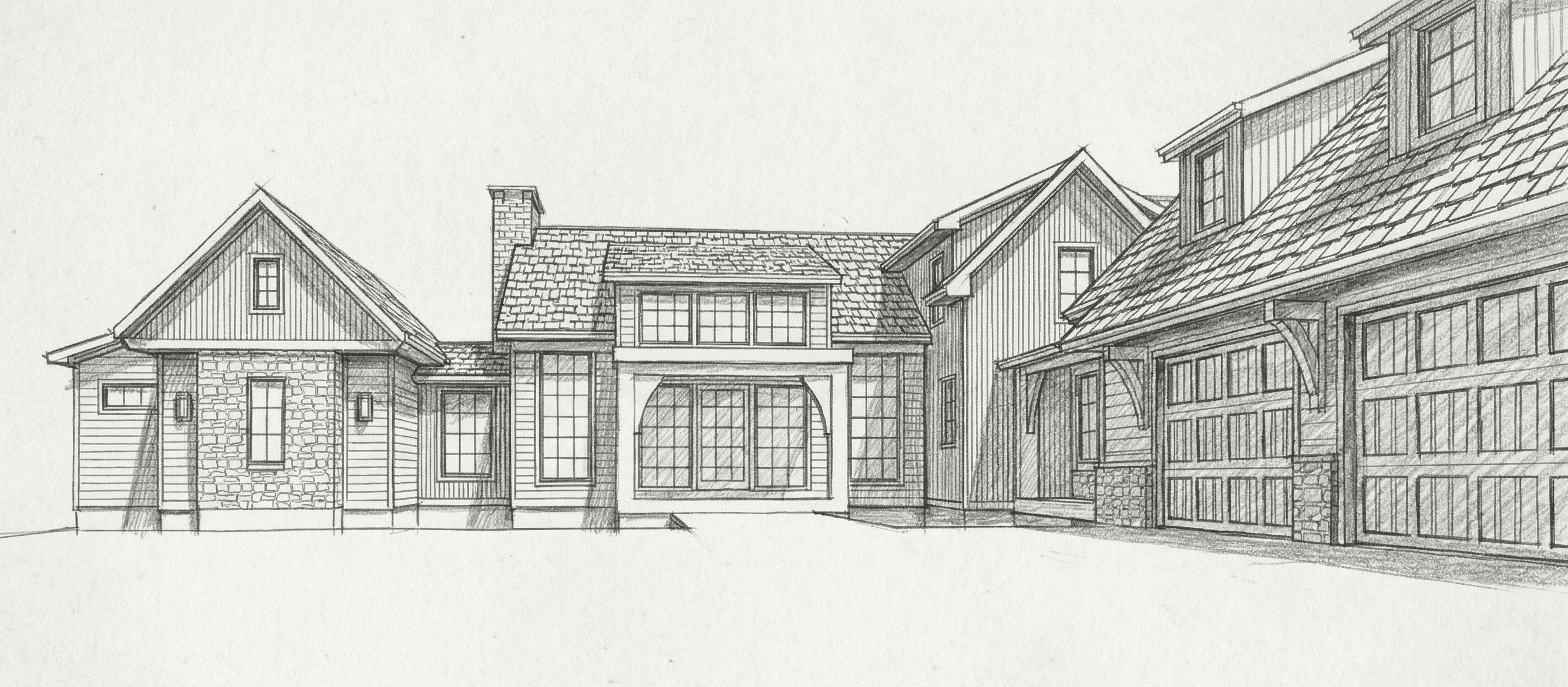 Front elevation 3D rendering of modern custom home design by Ver Woert Construction design-build firm Grand Rapids West Michigan