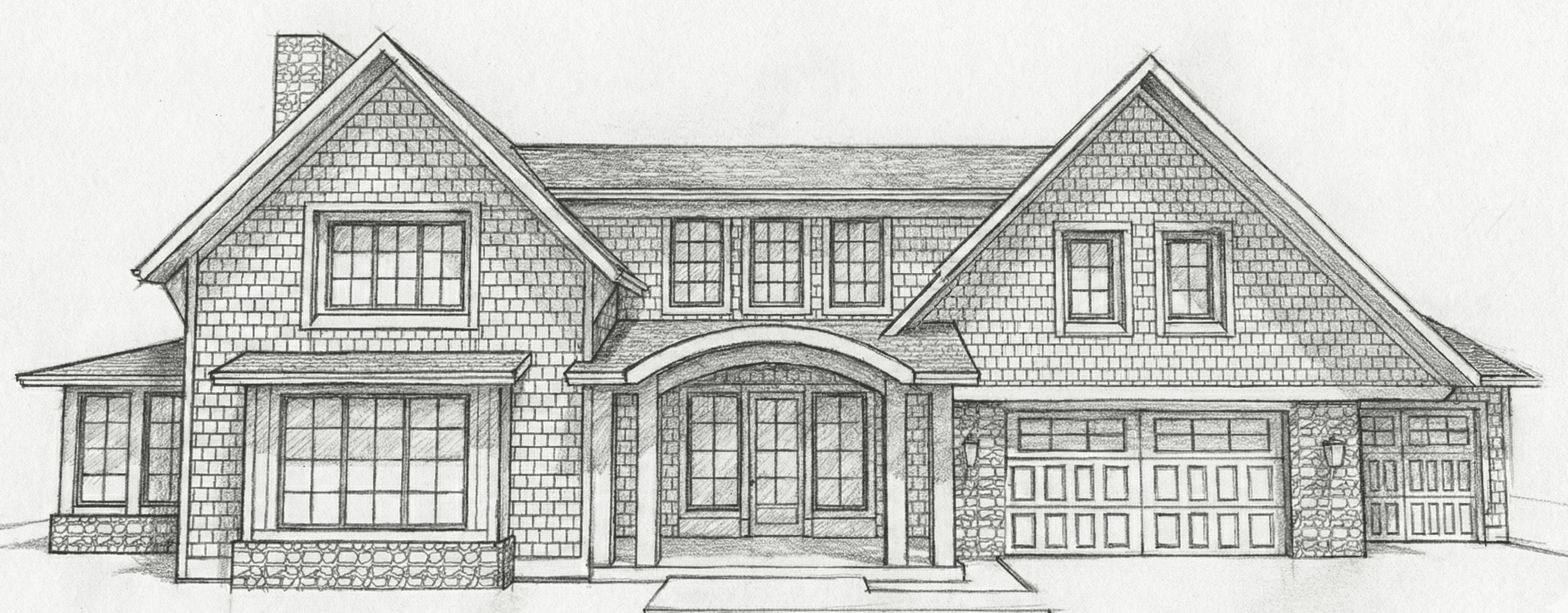 Hand-drawn pencil elevation
