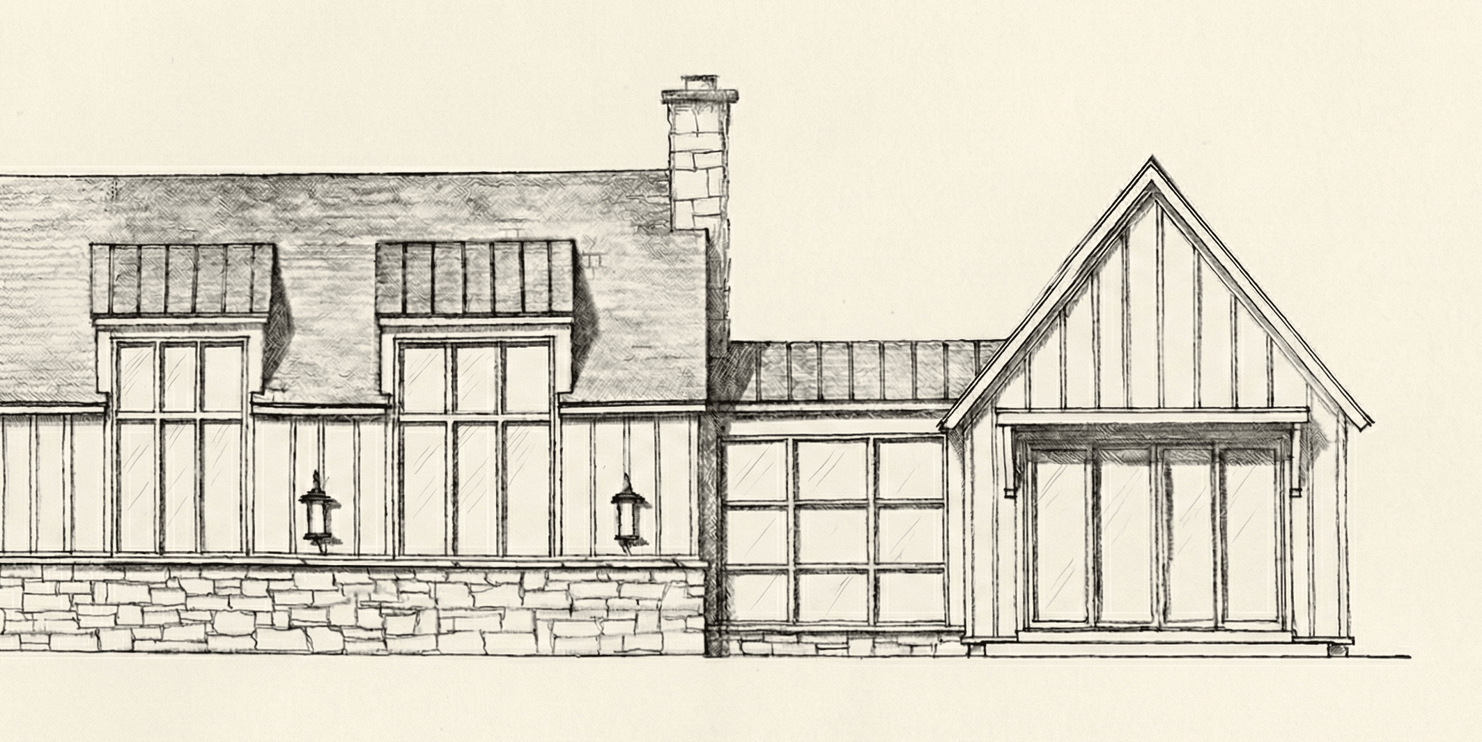 Custom home residential design pencil elevation by Ver Woert Construction design-build firm West Michigan